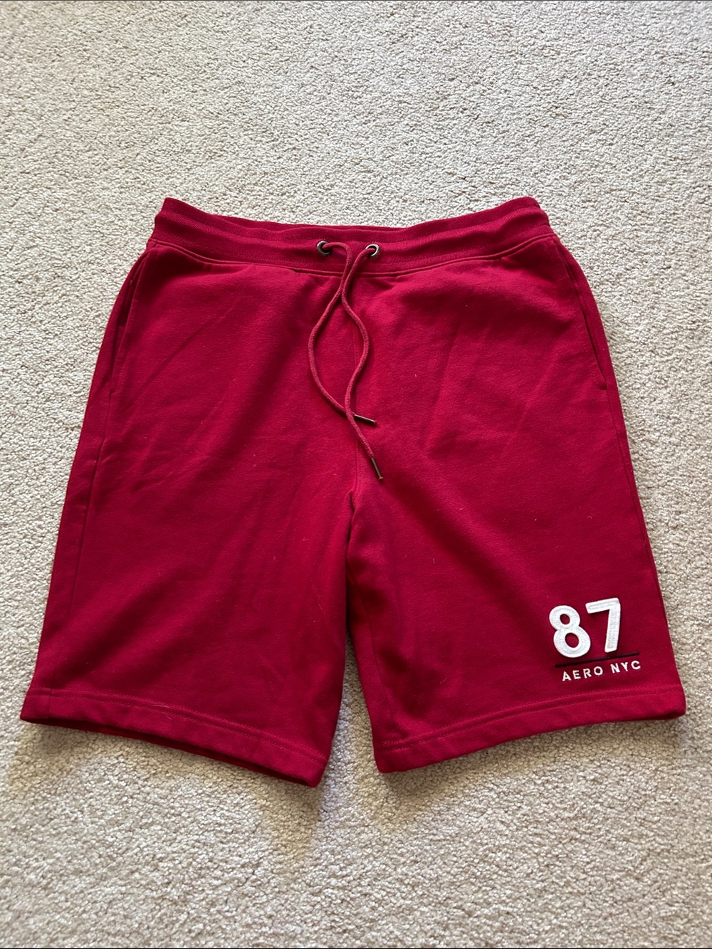 Aeropostale Men's Deep Red '87 Athletic Sweat Shorts Sz med